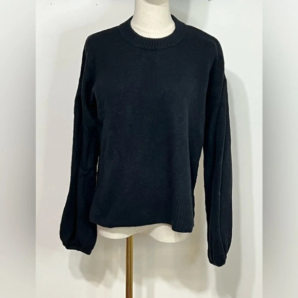 Madewell Merino Wool Alpaca Black Balloon Sleeve Sweater Small - Picture 1 of 8